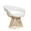 Fauteuil d'appoint en simili-cuir blanc moderne Pangea Home Fern avec base en fil métallique doré - Fauteuil contemporain pour le salon ou la salle à manger-754492068-754492069