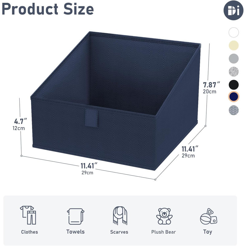 Ensemble de 8 paniers de rangement en tissu - Paniers de rangement pliables en forme de trapèze pour vêtements, jouets, livres, serviettes, solutions de rangement robustes et peu encombrantes