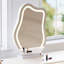 Coiffeuse de 119 cm (47 po), table de maquillage extensible en forme de L avec miroir DEL et borne de recharge, coiffeuse de chambre à 8 tiroirs avec éclairage
