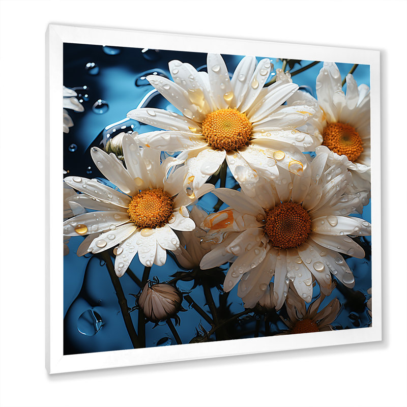 «White Daisy Bloom Elegance II», reproduction sur toile, H 36 po x l 36 po x P 1,5 po, Cadre simple blanc