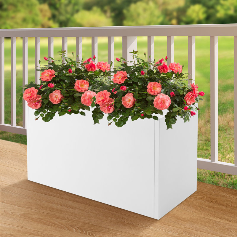 Boîte à fleurs en métal, Blanc, H 20 po x l 38 po x P 16 po