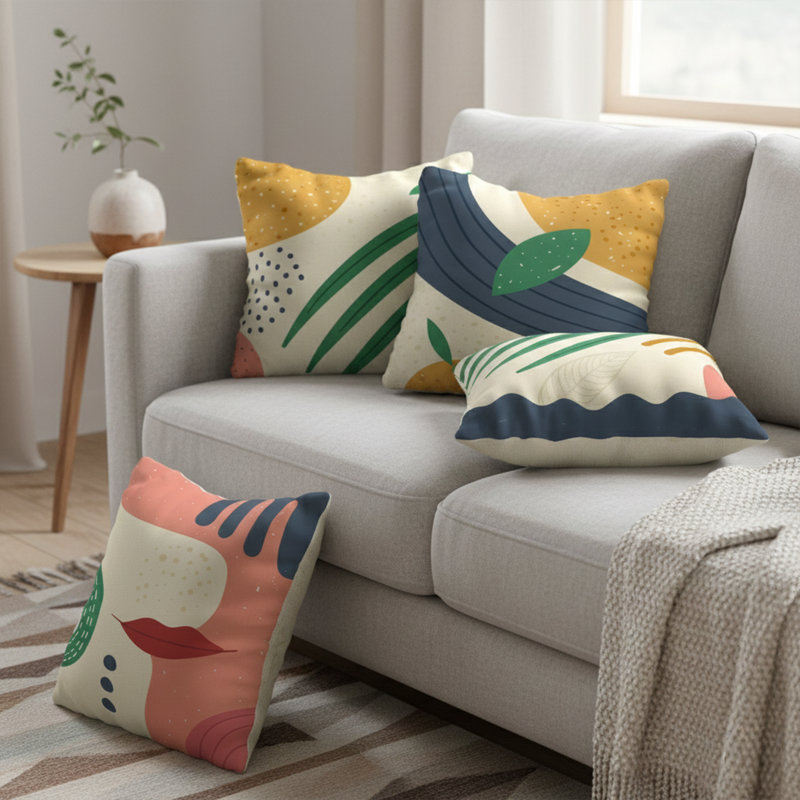 4 Pieces Washable & Ironable Cushion Cover Set
