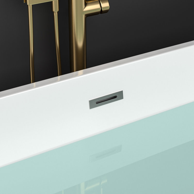 67" x 31.5" Freestanding Soaking Acrylic Bathtub with Drain and Overflow, Chrome
