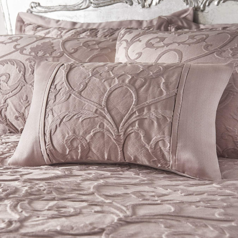 Blush Pink Luxury Jacquard Duvet Cover Set, 200 x 200cm Duvet Cover + 2 Standard Pillowcases
