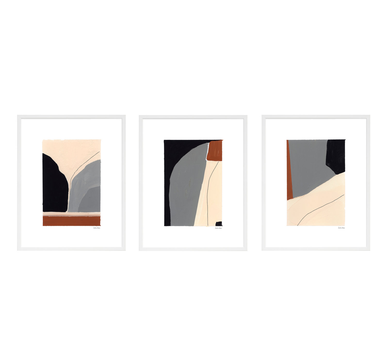 Transcendence. Set Of 3 by Andrea Stokes, 20" H x 16" W x 1.25" D, White Wood