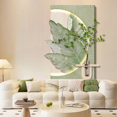 White, Green Rectangular Manufactured Wood Wall art