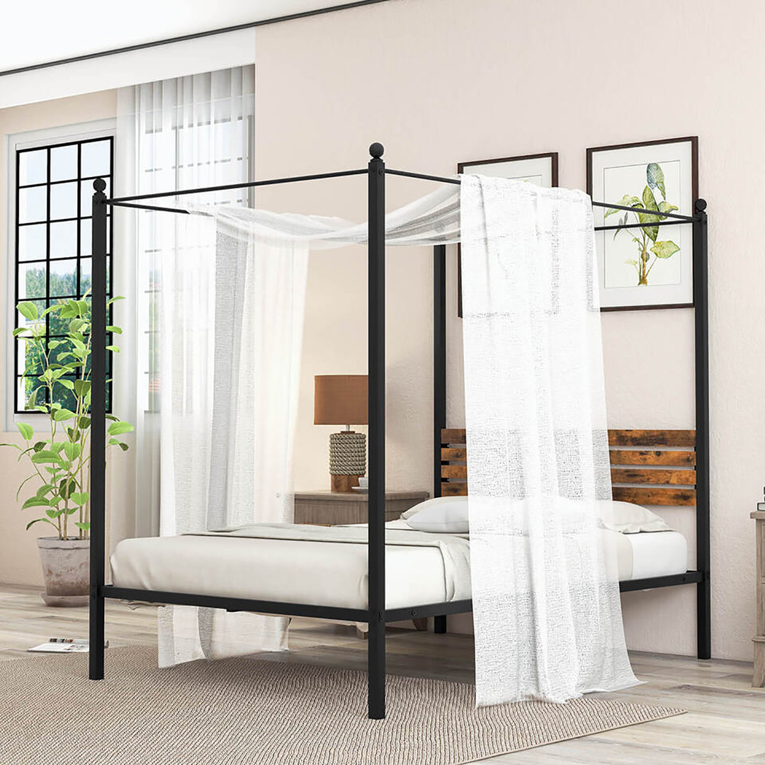 Willowdean Metal Canopy Bed 17 Stories 