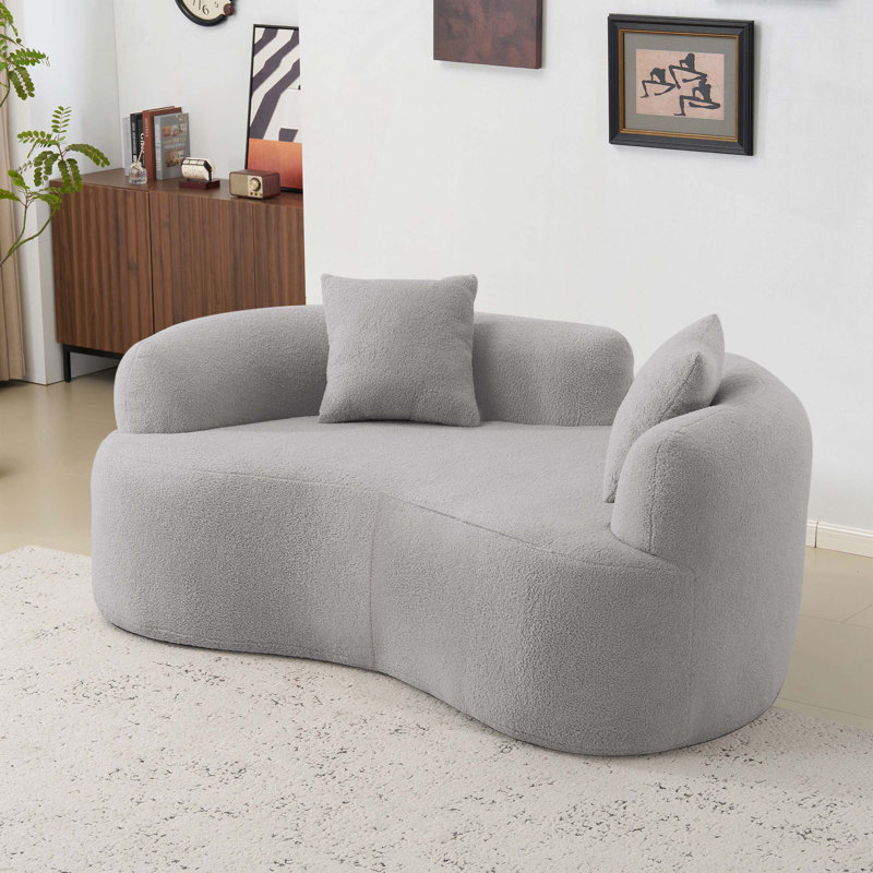 Causeuse courbée 66,93 pouces à compression complète, tissu en velours de peluche, canapé compact sans assemblage pour petits espaces et appartements, capacité de 350 lb