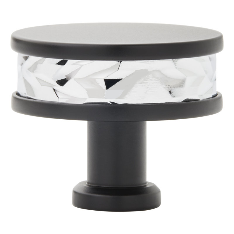 Poignée d'armoire ronde 1-1 / 2 "Lazzara, Noir mat / Chrome poli