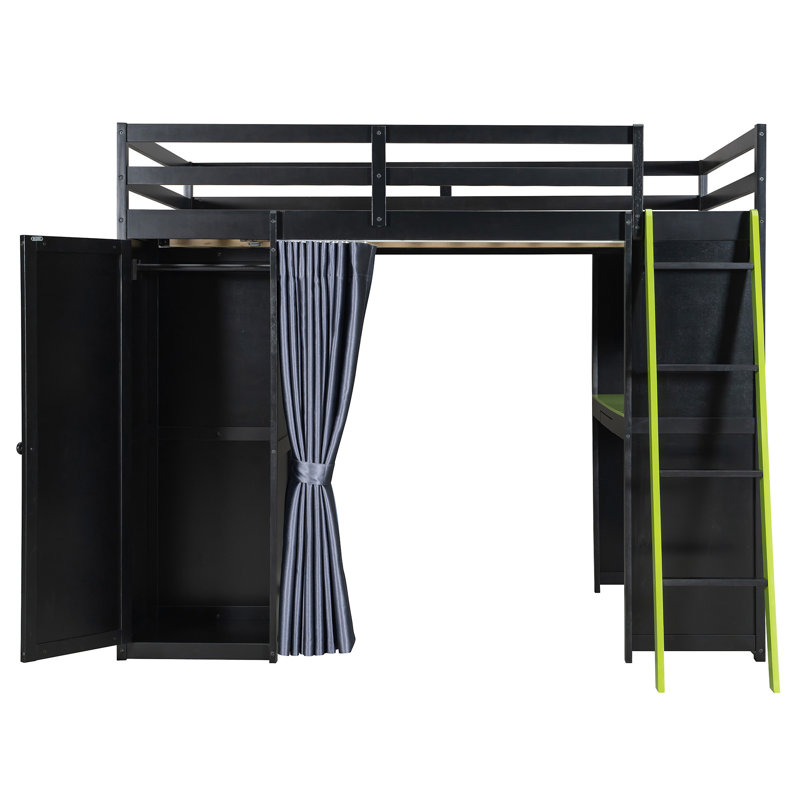Lit mezzanine en bois avec, Vert