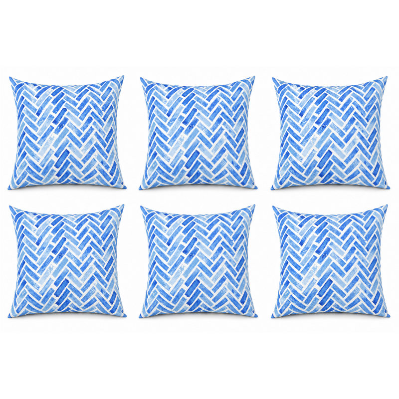 Housses de coussin d'intérieur / d'extérieur carrées l 18 po x L 18 po, Light Blue Herringbone