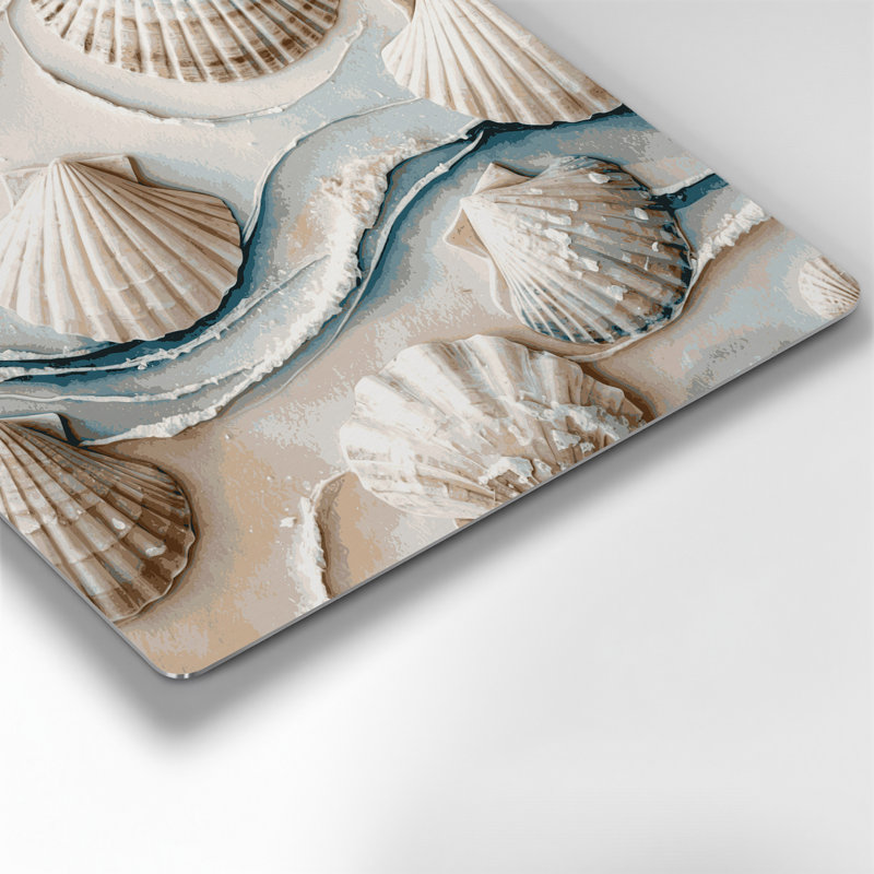 Bordure de coquillages côtiers, art mural gris en métal, H 12 po x l 12 po