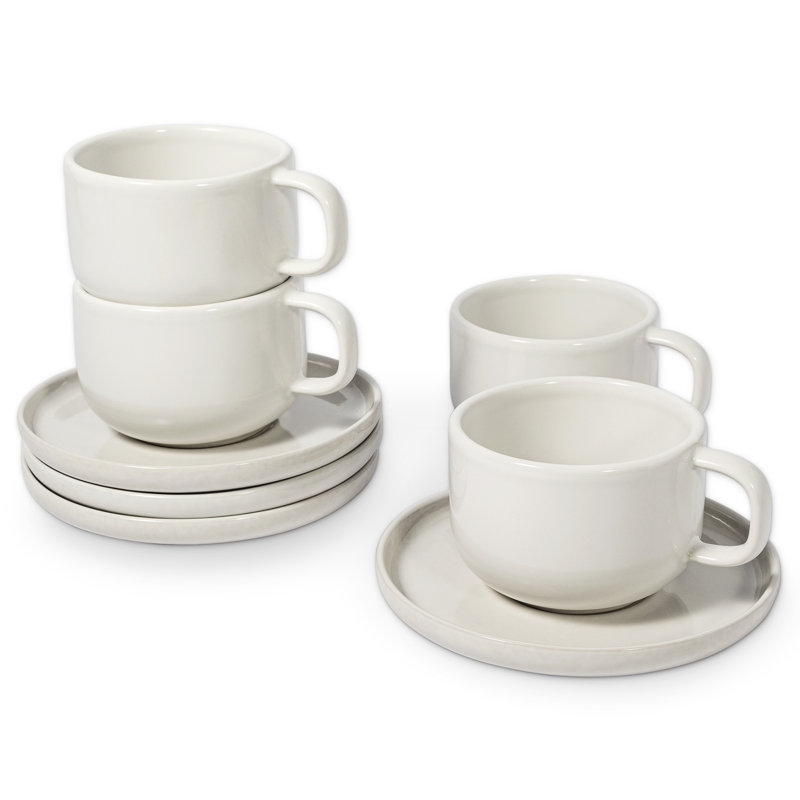 Mesa Ceramics Uno Bianco tasse à thé et soucoupe 225 ml, ensemble de 4