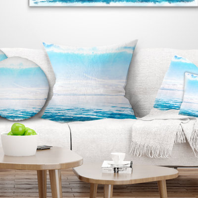 Blue Horizon Digital Watercolor - Sea & Shore Printed Pillow