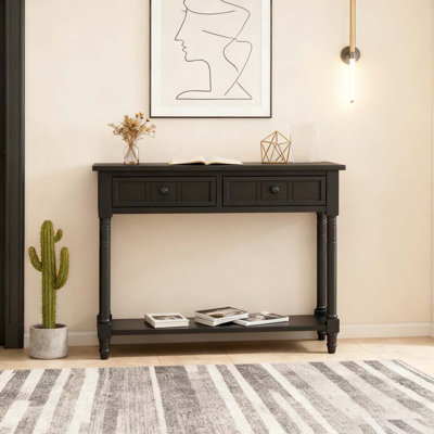 Console de style traditionnel avec deux tiroirs et une tablette inférieure