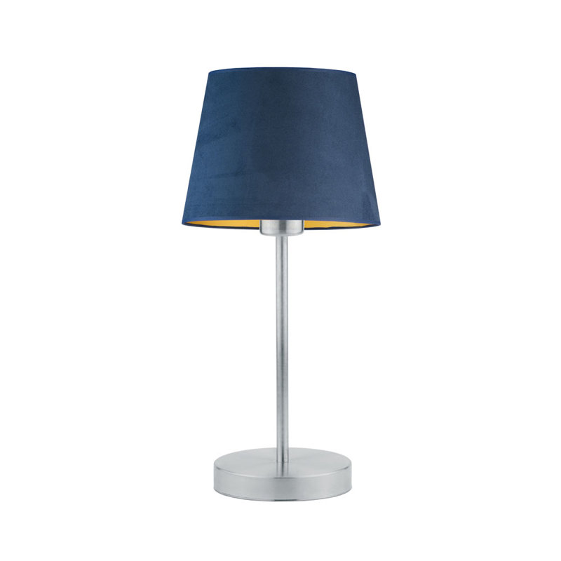 Alekper Metal Desk Lamp, Silver Base/Navy/Gold Shade