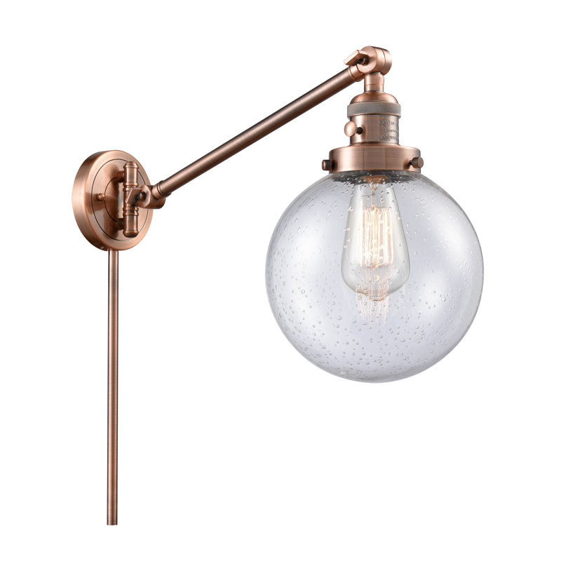 Clementina Plug-in Swing Arm Sconce, LED, Clear, Antique Copper