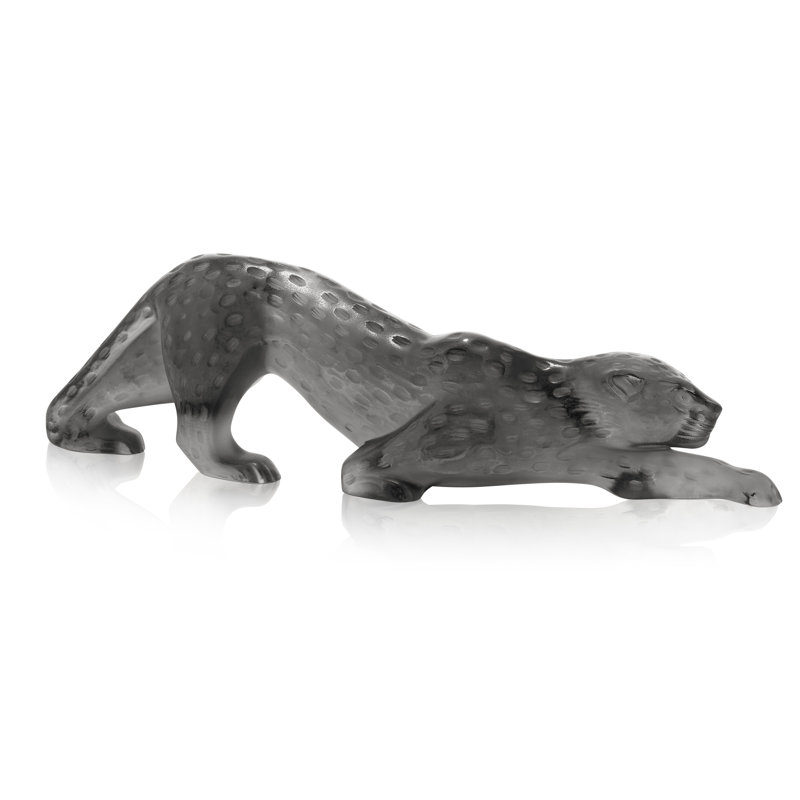 Zeila Panther Figurine, Gray, 4.33" H x 14.37" W x 2.95" D