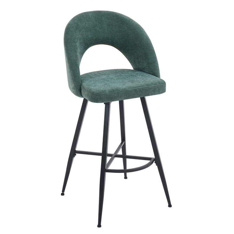 Swivel Upholstered Counter Stool with Metal Frame, Green