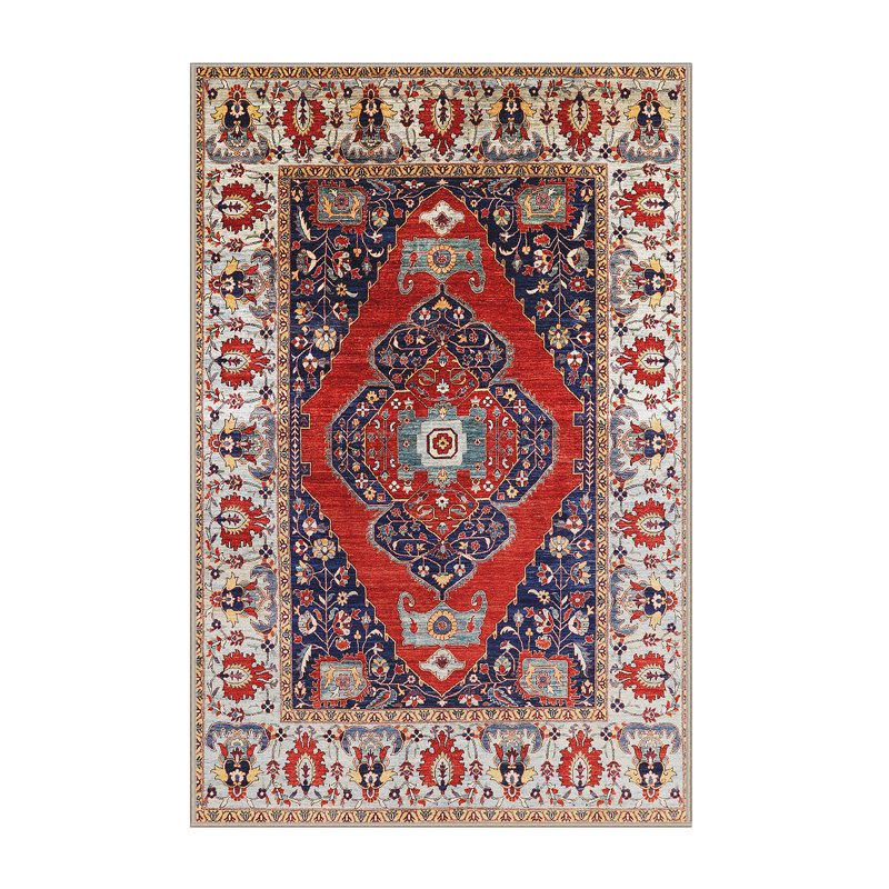 Tapis oriental rouge / blanc / bleu, Rectangle 6 pi x 9 pi