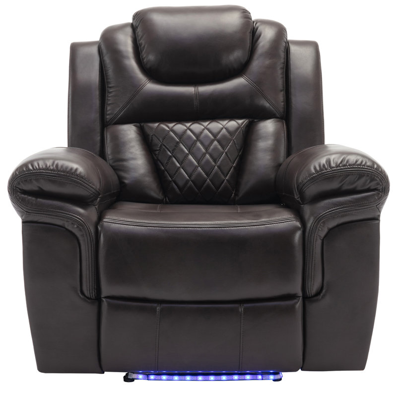 Fauteuil inclinable manuel avec bande lumineuse DEL, Brun