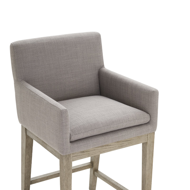 Tabouret de comptoir avec accoudoirs Bethea, Effie silex / lin