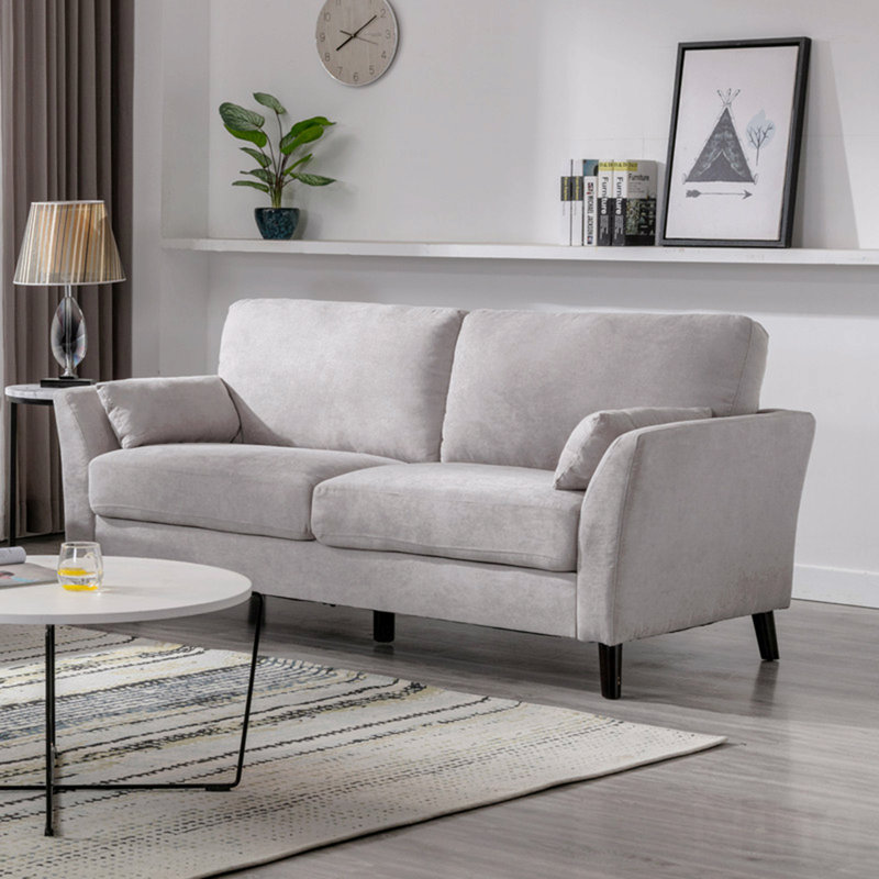 Canapé 77 po en tissu tissé gris clair, Gris clair