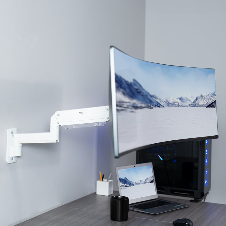 Pneumatic Arm Single Ultrawide Monitor Desk Mount