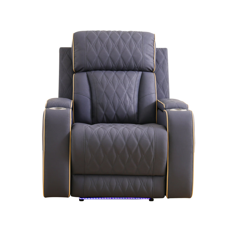 Power Recliner Sofa with Flat Sleep Function, Storage Console, USB Charging & LED Ambient Lighting