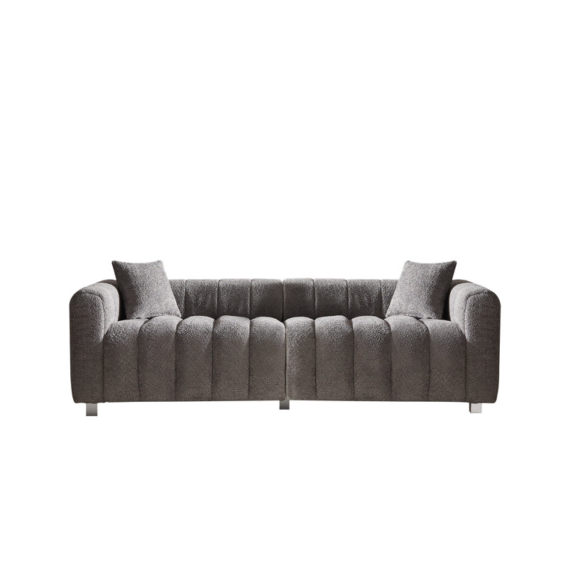 87.4'' Premium Velvet Sofa 3-Seater Loveseat, Gray Velvet