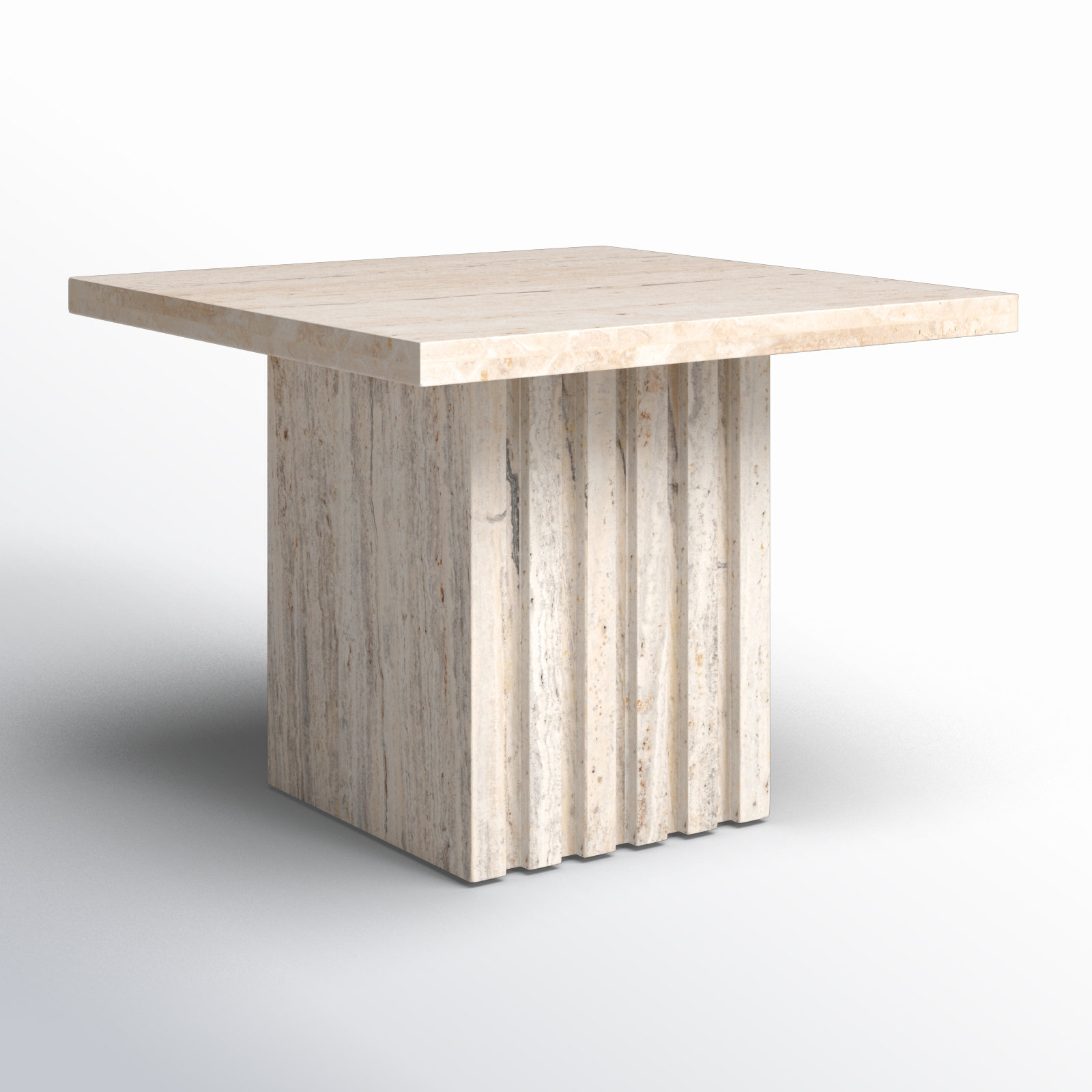 Olivia Tall Square Marble Accent Table, Beige, 16" H x 21" W x 21" D