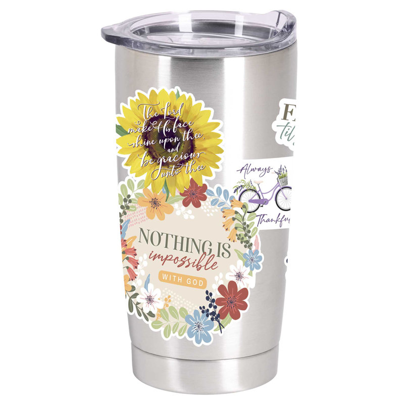 Tumbler Flowers With Scripture 20 Oz