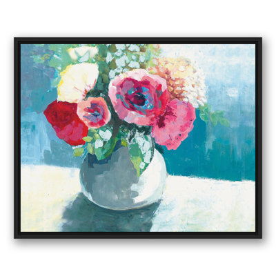«Blue and Pink Flowers», reproduction sur toile