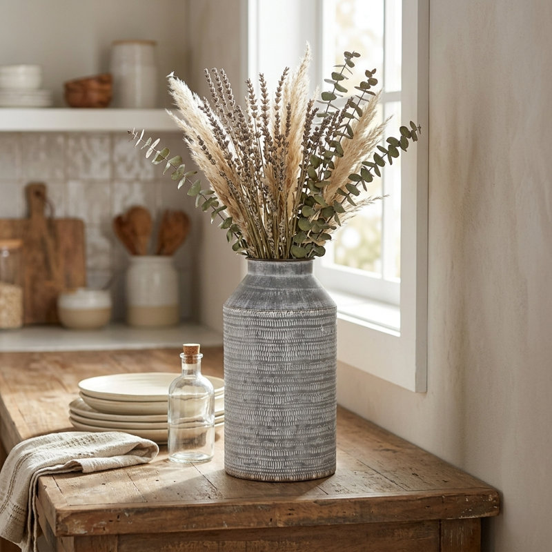 Corliss Handmade Metal Table Vase, 13" H x 6.5" W x 6.5" D