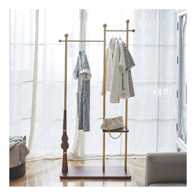Portemanteau industriel 70 po pour vestibule, portemanteau en bois massif et acier inoxydable