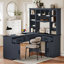 Bureau d'ordinateur en L avec 2 armoires et 2 tiroirs (sans les chaises de bureau)-49217037