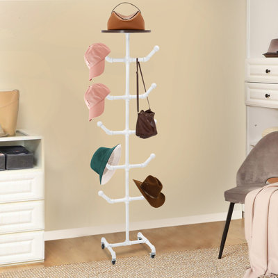 Space-Saving Freestanding Coat & Hat Tree (13.39" Base), 66.14 lbs Capacity Vertical Organizer with Wheels