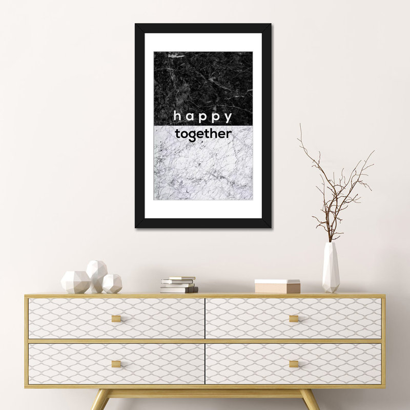« happy pair », impression sur toile, Papier d'art encadré noir, Blanc, H 24 po x l 16 po x P 1 po