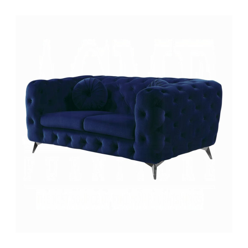Causeuse en velours bleu Atronia