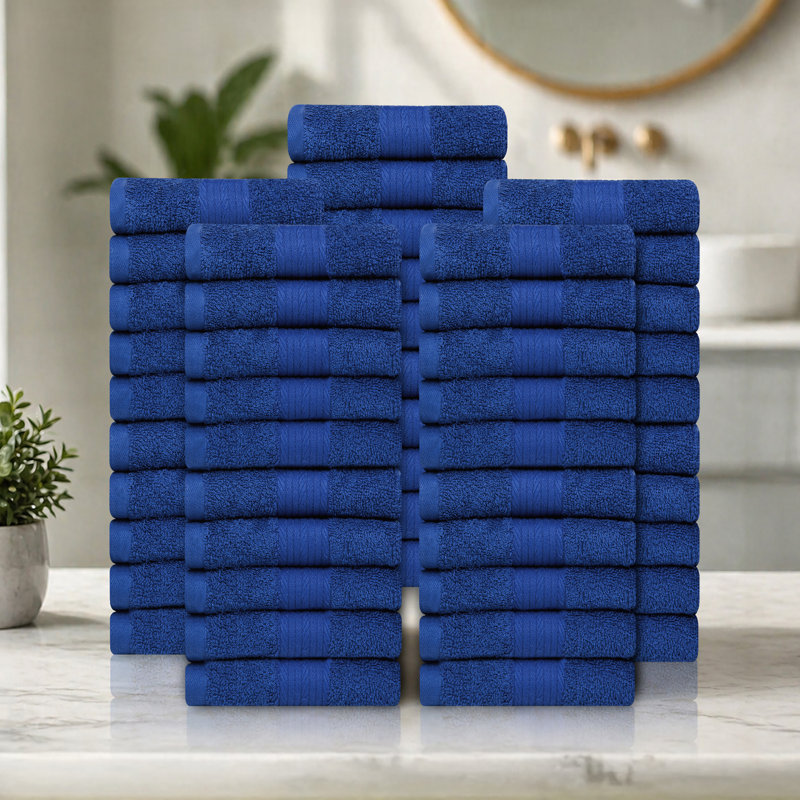 Lingettes 100% coton 600 g / m² 12 x 12 pouces, absorbant doux et à séchage rapide, Ensemble de serviettes 50 pièces, Marine