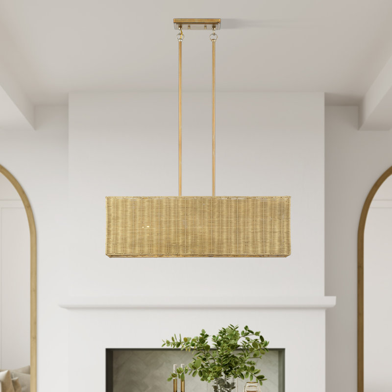 Lustre linéaire moyen à 3 lumières Weavington, H 19 po x l 30 po x P 7 po
