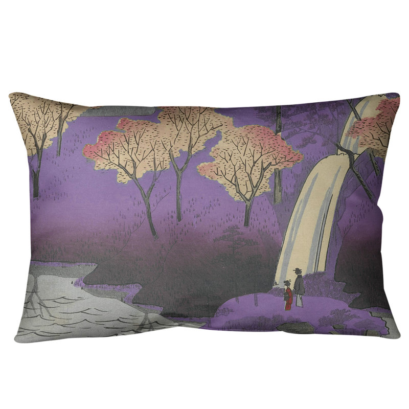 Coussin lombaire chiyogaike étang, Mauve, Simili suède