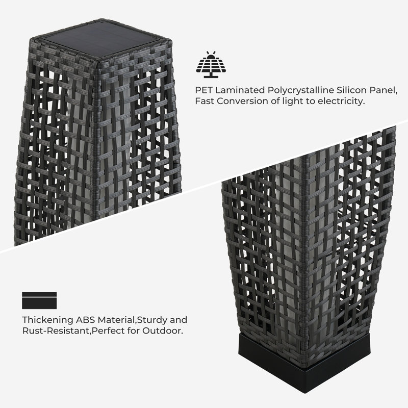 Fuji Solar Powered Wicker Integrated LED Outdoor Floor Lamp