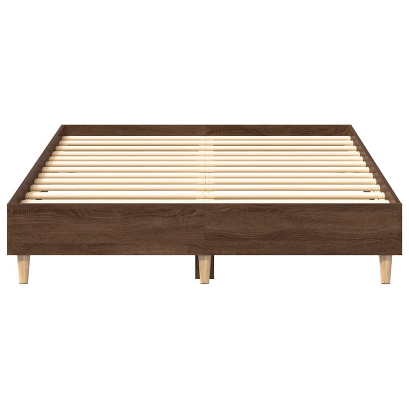 Bed Frame No Mattress Engineered Wood, Double (4'6), Brown Oak