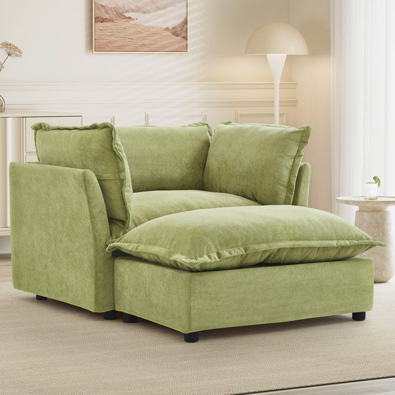 Fauteuil rembourré moderne 47 po, Vert