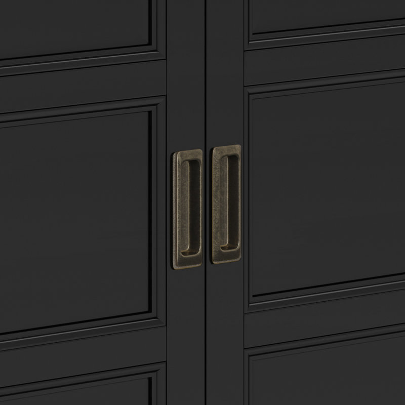 Burlington Black Solid Wood Low Storage Cabinet with Adjustable Shelves
