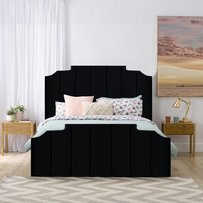 Antara Upholstered Bed, Double (4'6), Black
