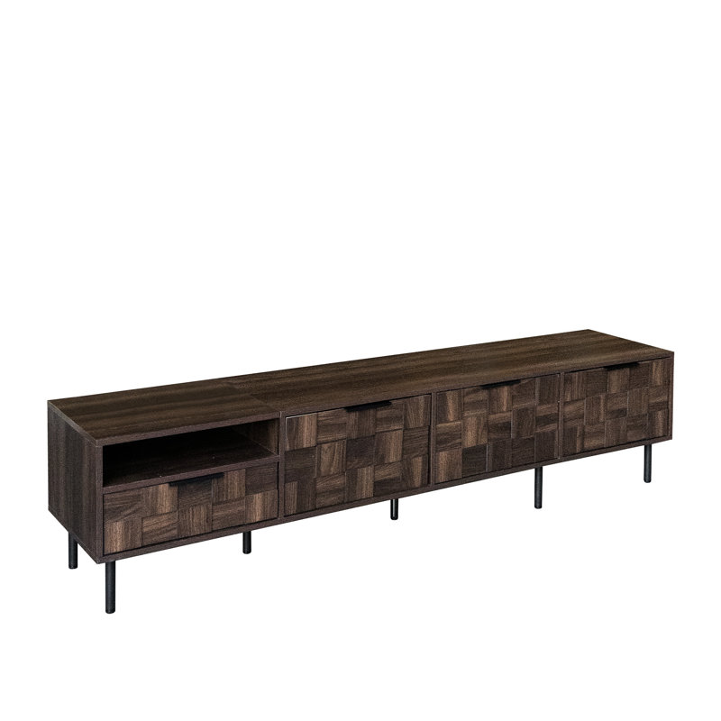 78.7" Modern Tv Stand For 85 Inch Tvs, Entertainment Storage Center In Living Room, 3 Soft - Closing Cabinet Doors, 1 Deep Drawer, Open Shelf, Walnut Color, Particleboard And , 220Lbs Overall Load