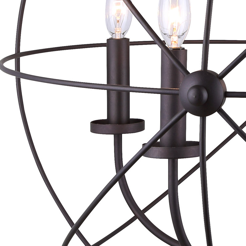 Waldron 5 - Light Aluminum Dimmable Sphere Chandelier, Oil Rubbed Bronze