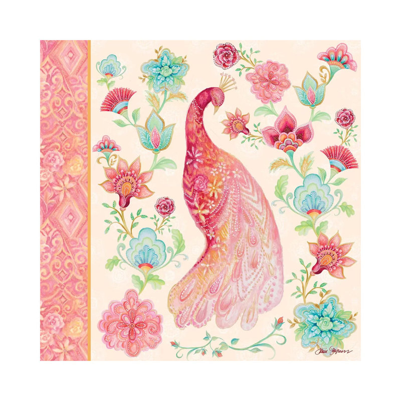 Medallion Peacock I by Janice Gaynor - Wrapped Canvas Painting, 30.48 cm H x 30.48 cm W